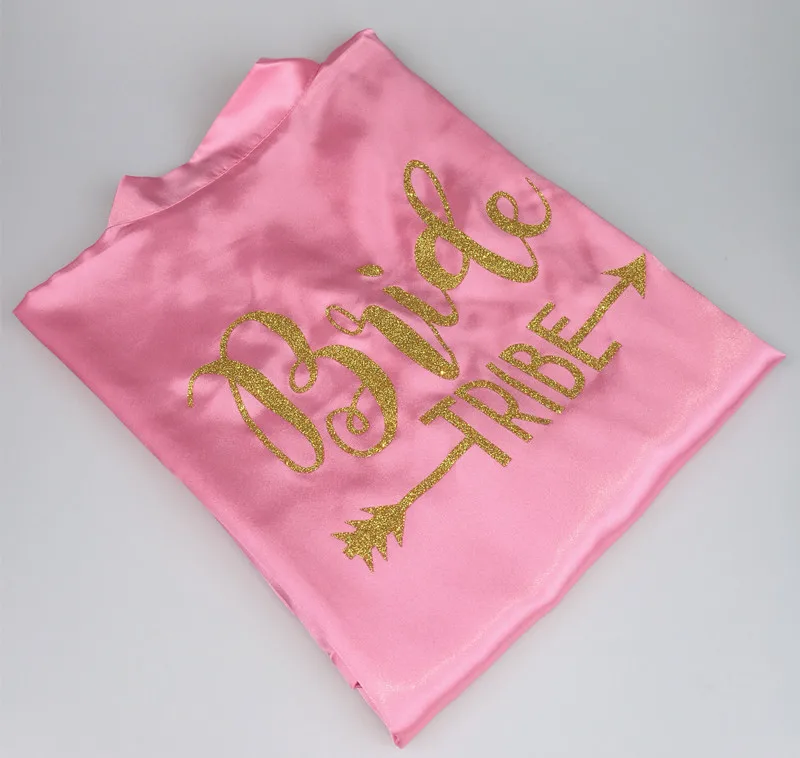 
C&Fung new Personalized Bridal Party Robes bride tribe arrow design bridesmaid soft satin shower bath gift Wedding Robe S-XXL 