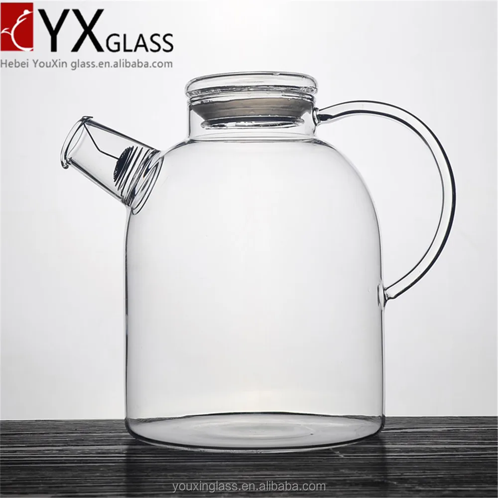 Hot-sale glass cold brew cold water jug with wooden lid/fruit juice cold water pot carefe/cold water glass jar pitcher