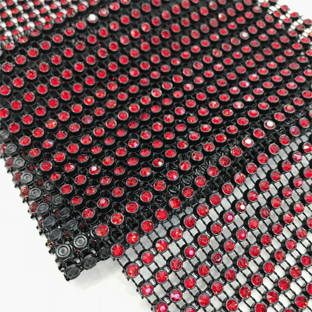 va012 wholesale SS6 30rows plastic crystal mesh trim rhinestone mesh plastic for decoration