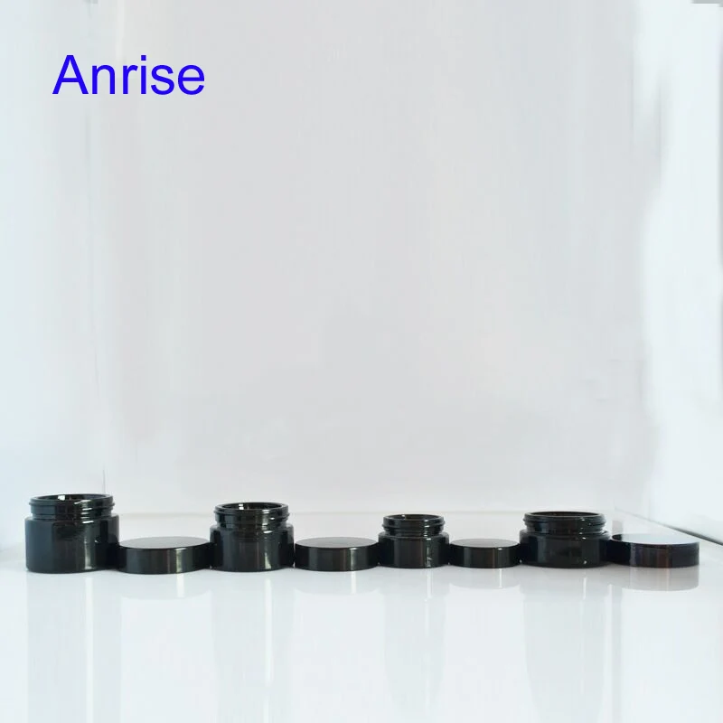 Luxury 5ml 15ml 30ml 50m 100m 200ml UV Violet Eye Cream Glass Jar Round Black Violet Cream Glass Jar with Black Flat Lid