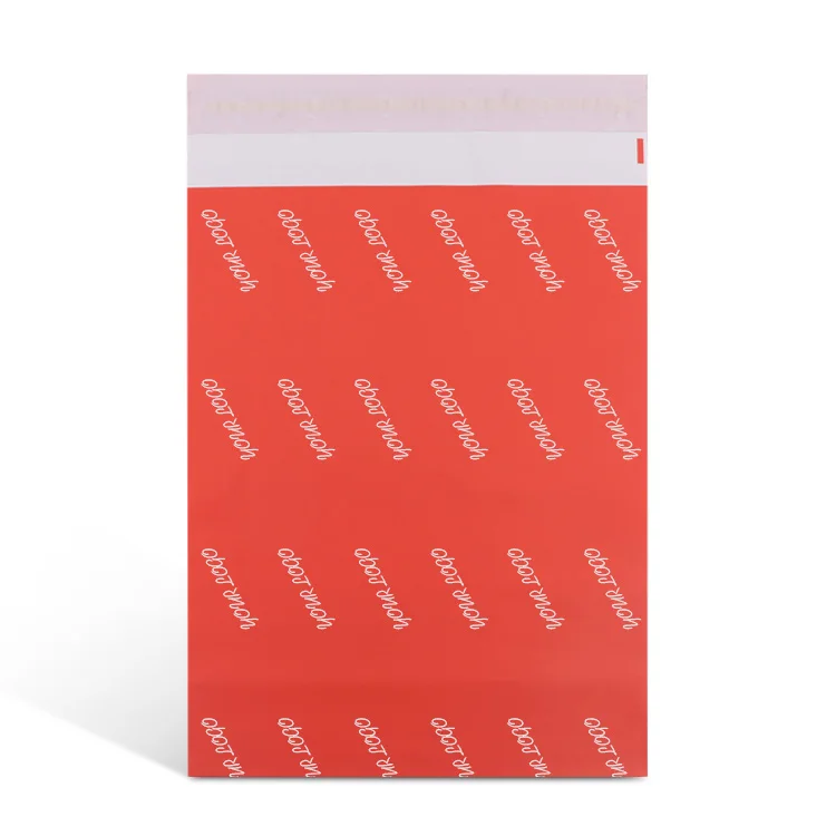 wholesale custom printed red matt polythene envelope mailing courier packaging bags for webshop