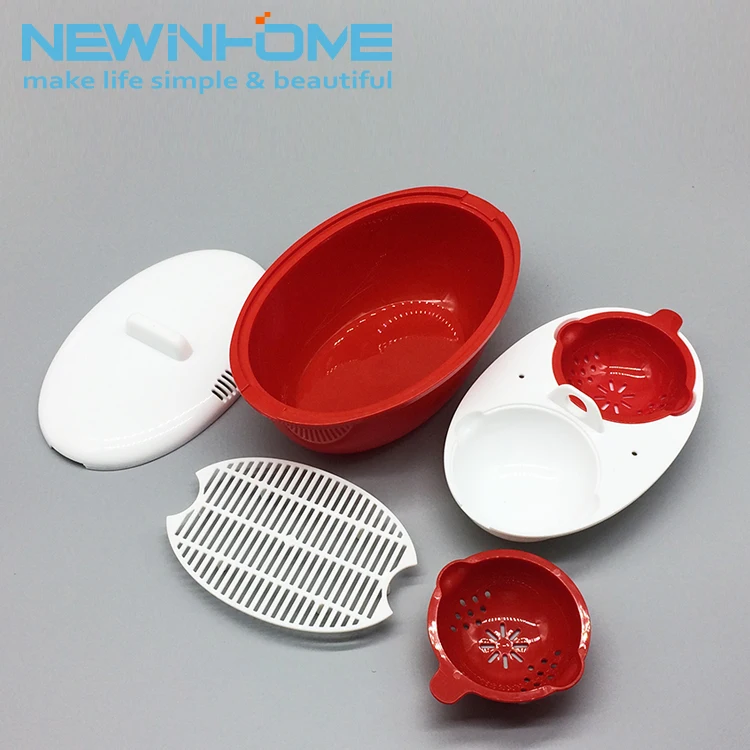 Multifunctional Custom Food Bowl Egg Pouch Plastic Microwave Steamer Cookware
