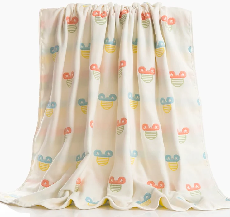 6Layer Toddler Blanket-Muslin Cotton Jacquard Bed Blankets-Lightweight Thermal Baby Blanket