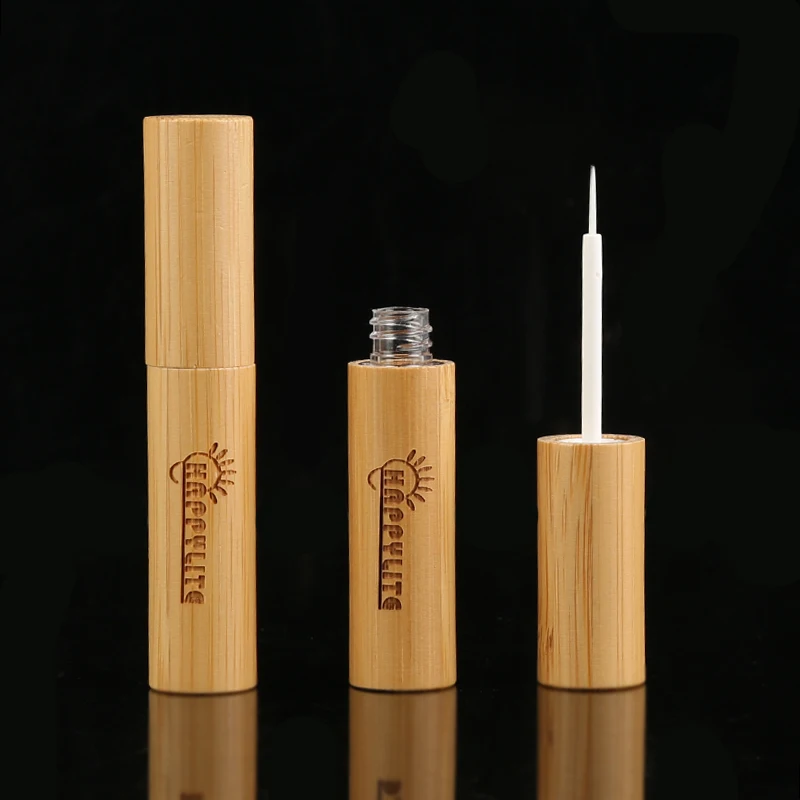 Reusable Portable Empty Lip Balm Tube Bottle with Environmental Bamboo Cap DIY Lip Gloss Wand Holder Container Vials