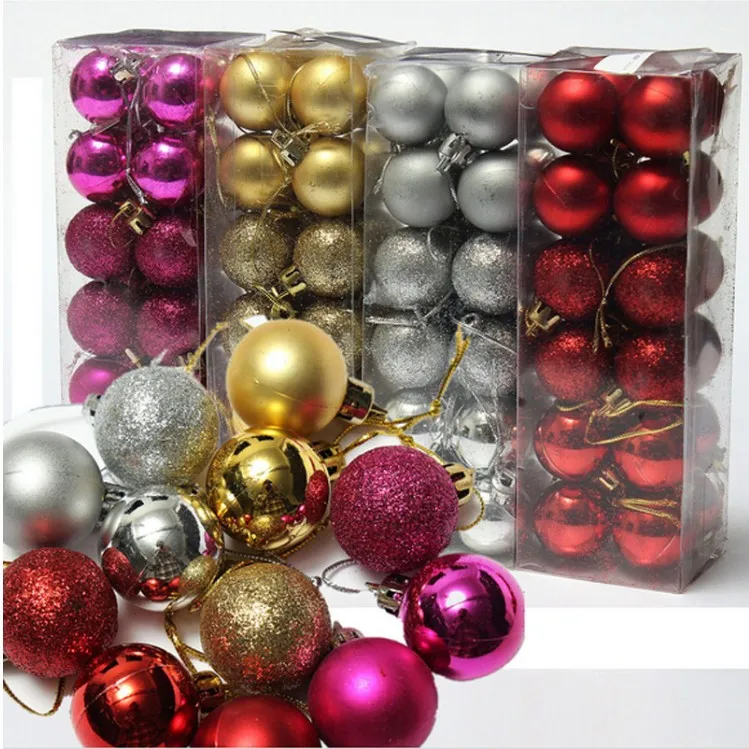 
24pcs/lot 4cm Christmas Tree Decor Ball Bauble Hanging Xmas Party Ornament decorations for Home Christmas decorations 