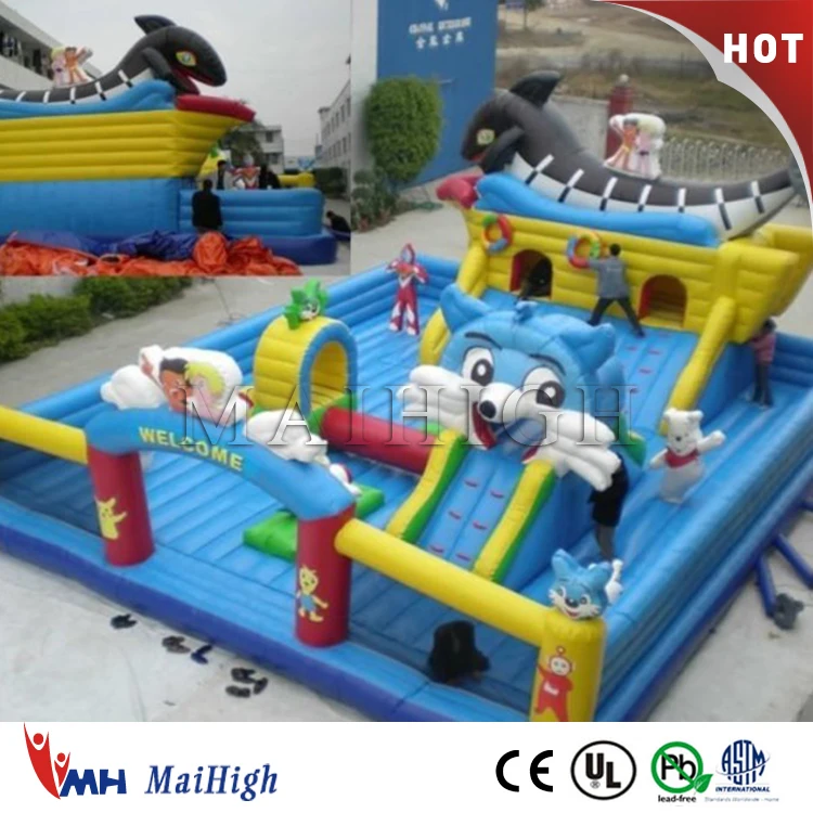 Factory price children's inflatable amusement park inflatable cat fun city with high quality