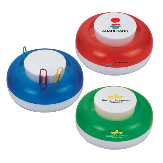 
Promotion portable solid white base transparent Plastic round magnet press button up stationery desktop office note clip holder 