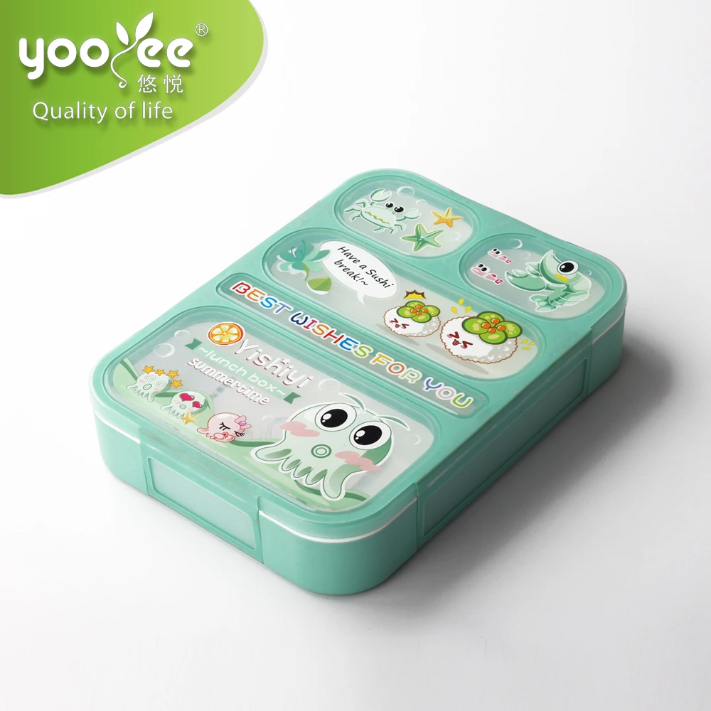 Eco-friendly Leakproof Bento Lunch Box 5 Compartments with Spoon Microwave Safe,BPA Free for Kids