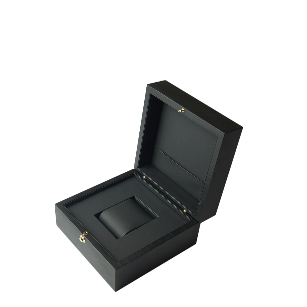 superior genuine black leather zipper watch case for single watch