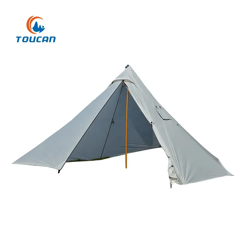 Single Layer Outdoor Nylon Hiking Pyramid Cone  Chimney Tent