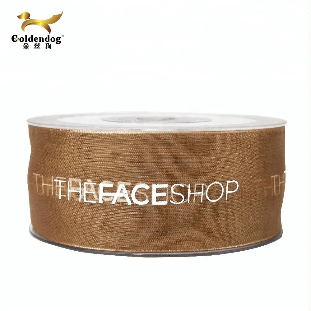custom logo print 38mm width wholesale organza ribbon