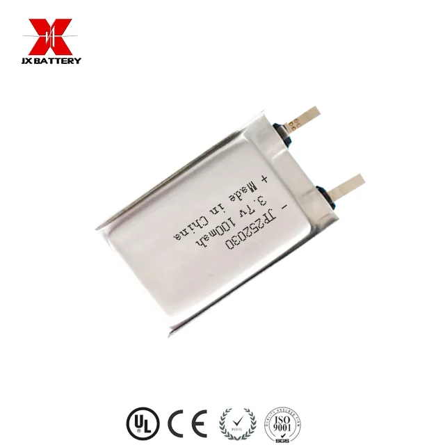 Small MOQ ultra thin rechargeable li-ion battery 252030 2.5mm lipo battery 3.7v 100mah for ID card