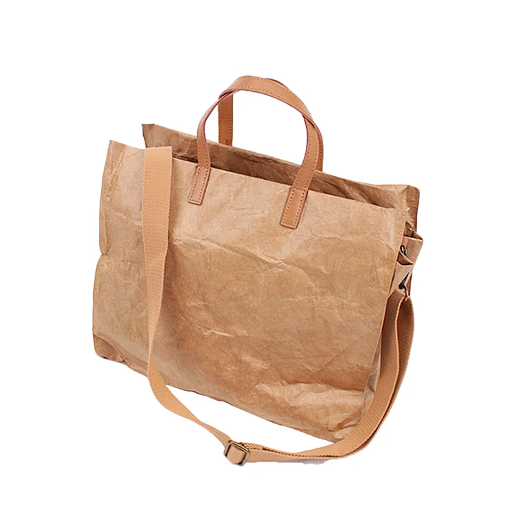 High quality casual women travel tote tyvek messenger washable kraft paper shopping bag