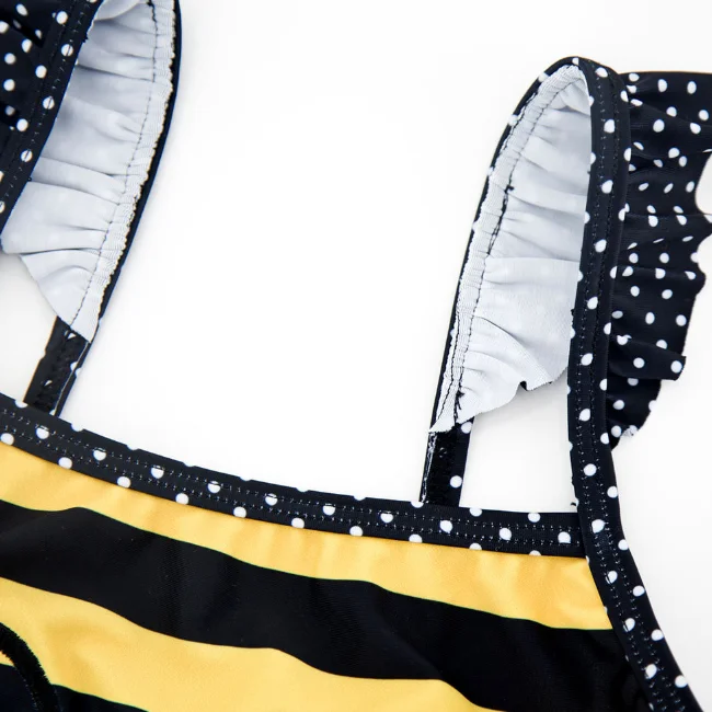 
PHB 51093 cute bee design yellow color baby girl swimwear one piece 