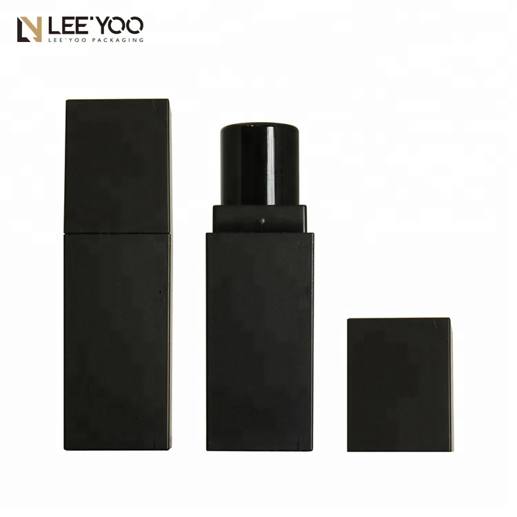 
PA-1062A Matte black big square plastic lipstick tube wholesale 