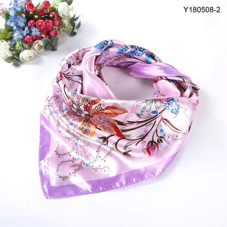 women headwrap 90x90cm luxury various printing square silk satin scarf