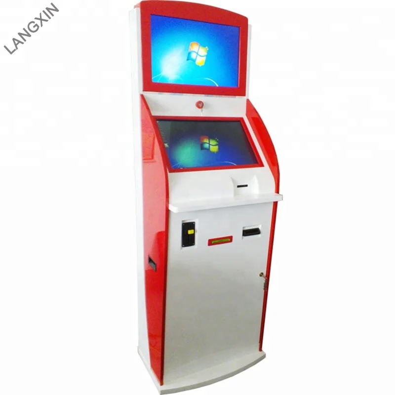 Киоск для самостоятельного заказа фаст-фуда с сенсорным экраном и принимающим купюру