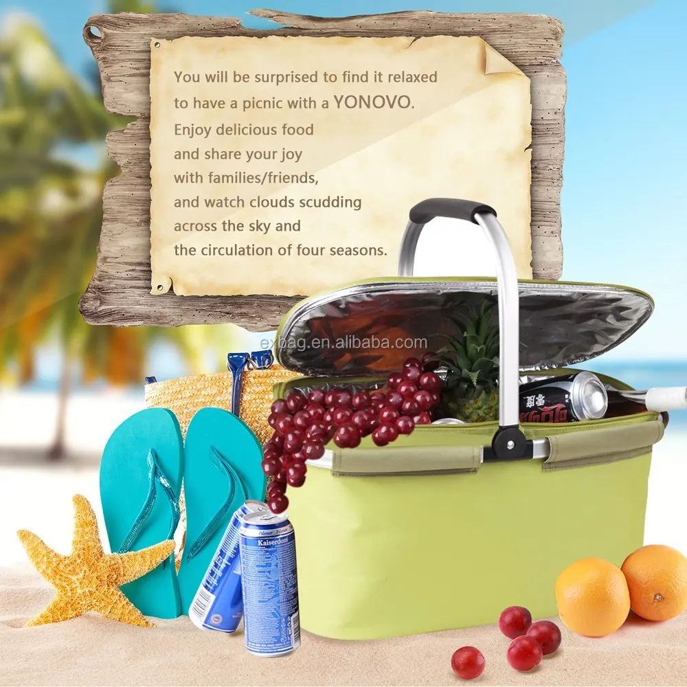 Большая изолированная сумка-холодильник, складная корзина для пикника на заказ 22 л, кулер с вшитым каркасом