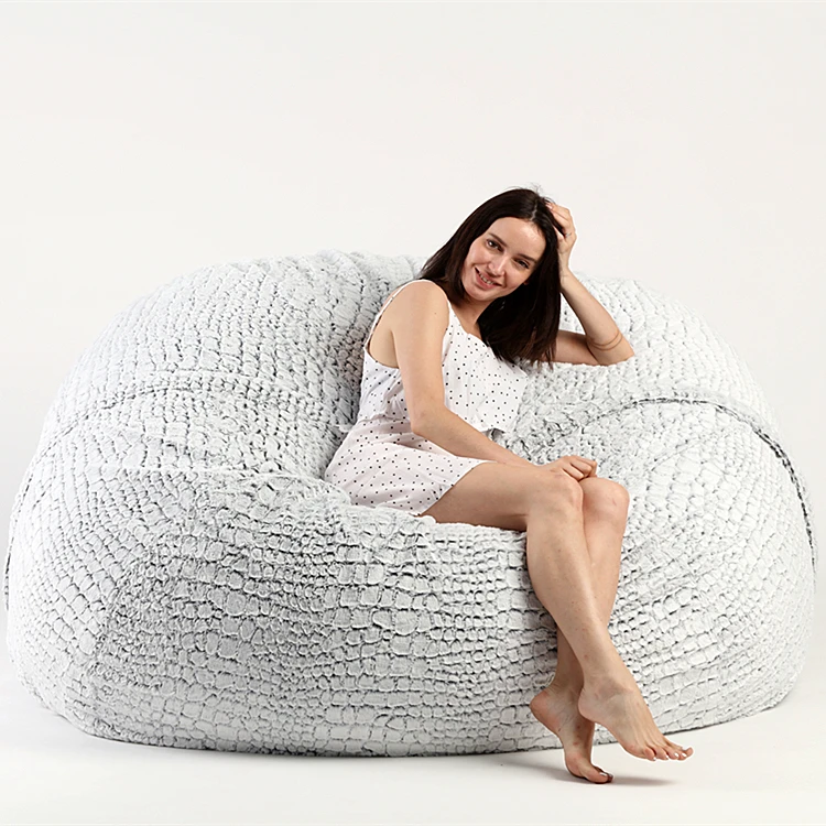 2021 Family game style oversize plush faux fur foam sofa sack indoor chair sofa set furniture living room foam stuffed lounger