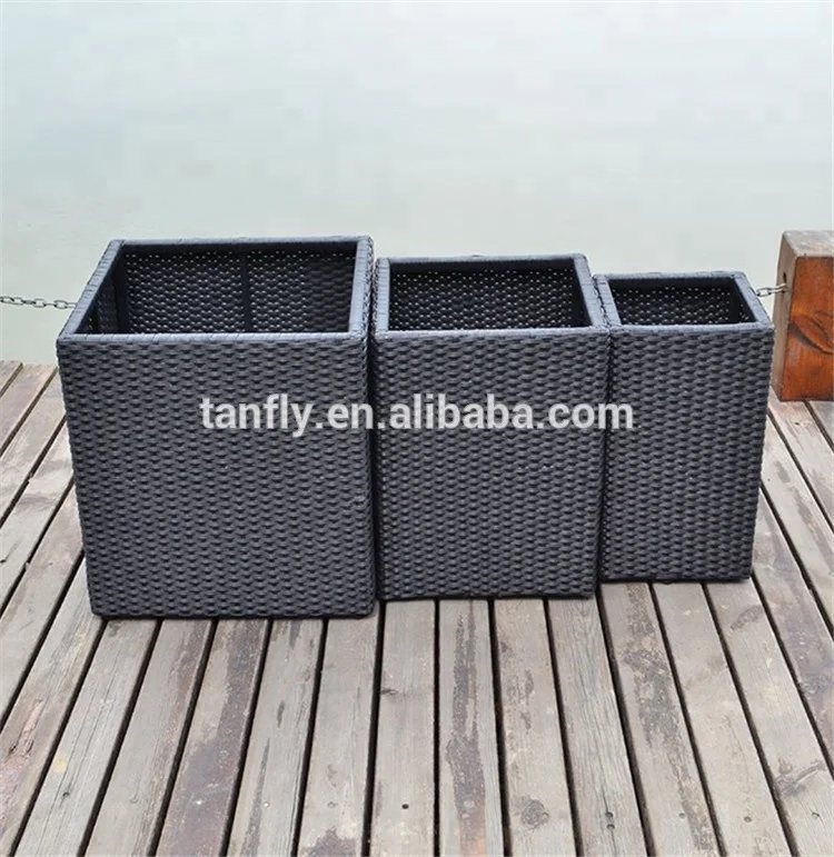 Wicker Planter Handmade Modern Custom Stackable Rattan Flower Pots
