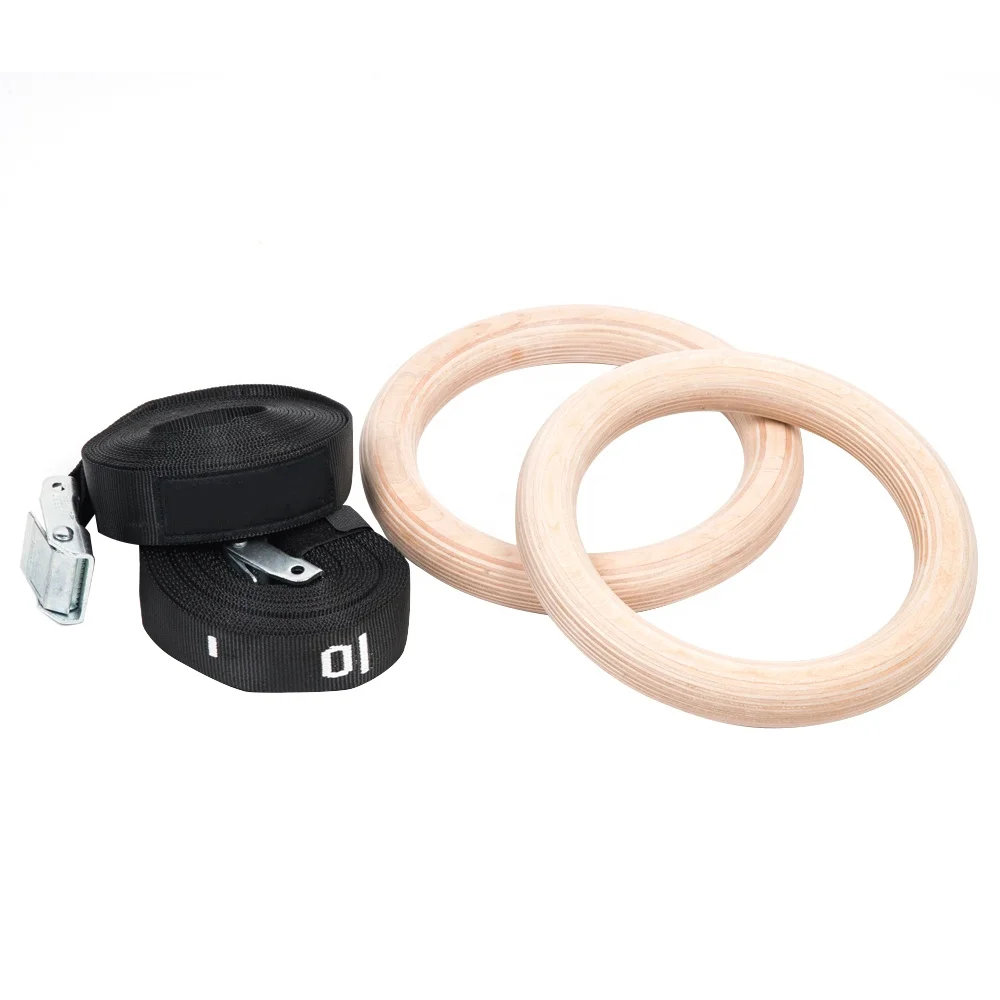 Full extension wooden gymnastic rings
