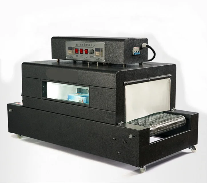 
BS-400 tabletop quality heat shrink tunnel packing machine with chain conveyor (plastic film shrink wrapping machine) 
