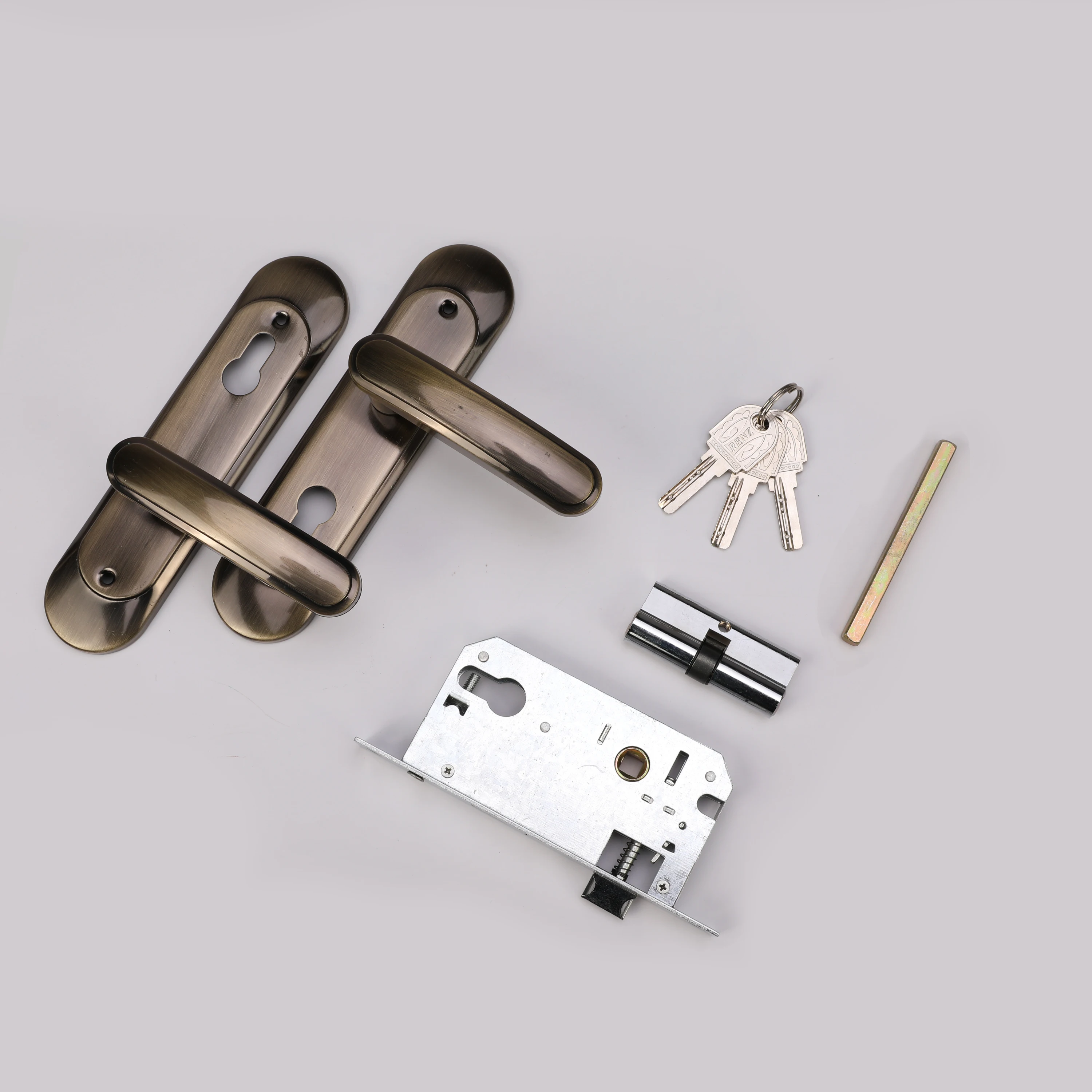 middle size doorlock plastic handle on iron plate handle lock door lock door handle lock set