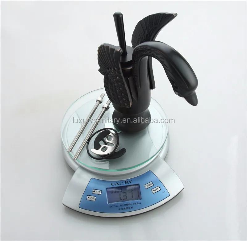 brass oil rubbed bronze black color classic Artistic swan animal basin faucet tap mixer
