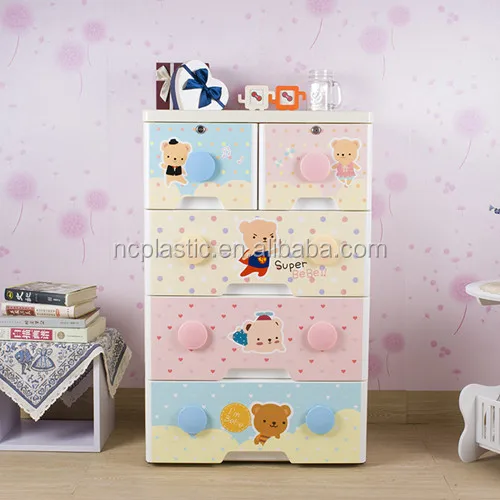 wholesale plastic drawer cabinet for storage with two lock 4 tier