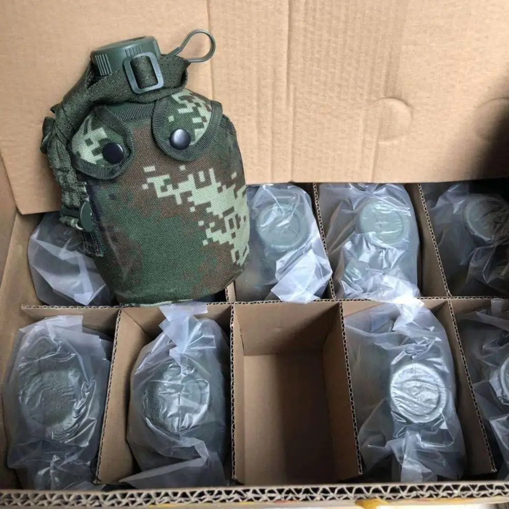 1L Stainless Steel Kettle Tactical Canteen Bottle With Pouch for outdoor