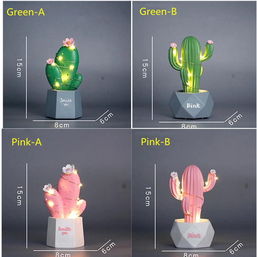 Светодиодная настольная лампа в виде кактуса, маленький ночник со звездами мечты, украшение для спальни, детский подарок
