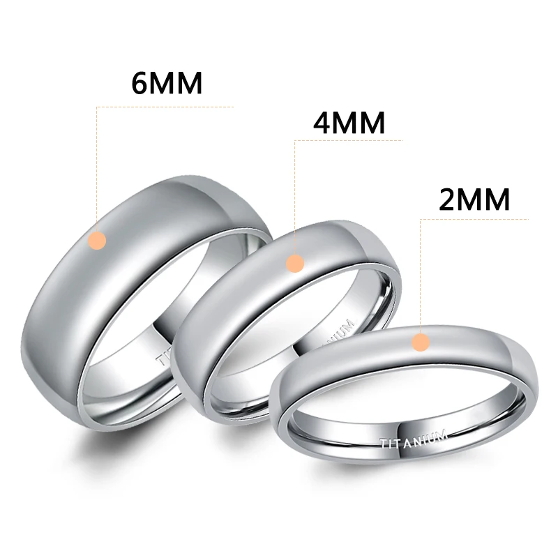 2mm/4mm/6mm Polished Silver Titanium Ring Women Smooth Wedding Band Minimalist Simple Stacking Rings Female Fashion Jewelry