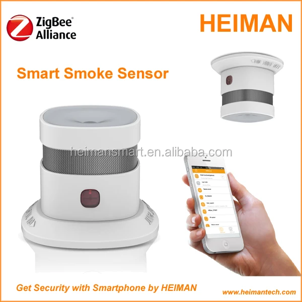 Heiman EN14604 approved Zigbee battery low-voltage alert smoke alarm smart photoelectric smoke detector for fire alarm