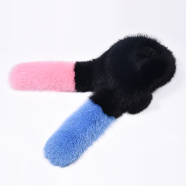 Real blue fox fur scarf with two colors fashion show fur scarf wholesale price fur scarf