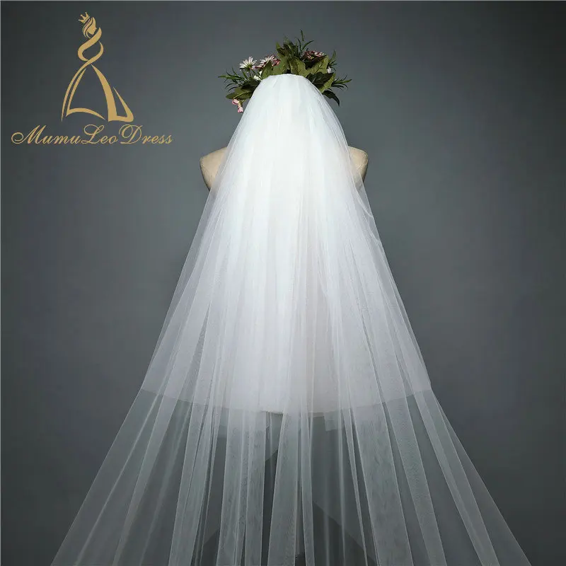 
Tulle Applique Hemmed Long Lace Wedding Veil 2019 3M 4M 5M 