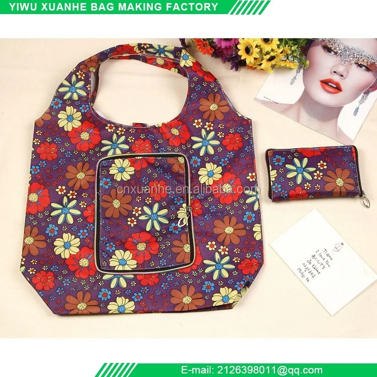 Cheap reusable shopping bag foldable tote bag floral eco promotional for supermarket