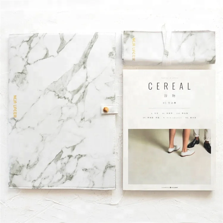 Unique A4 size marble leather conference file folder with button closure