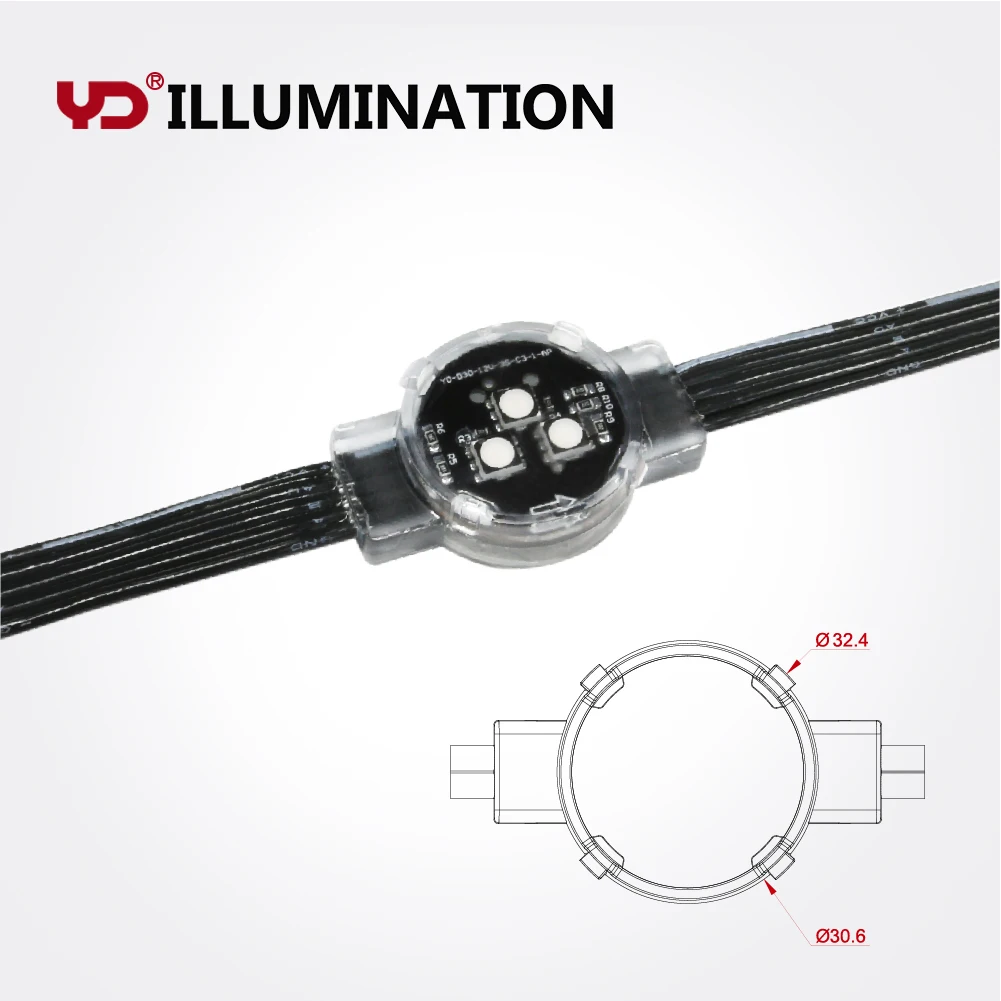 High quality led 30mm pixel poi IP68 fireproof lamp