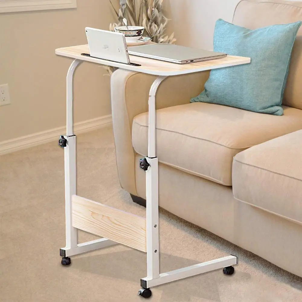 Adjustable Height Laptop Desk Table Stand, Over Bed Side Table with Wheels