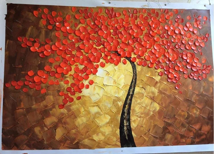 
MYT 3D Knife Thick Flower Tree Oil Painting On Canvas Abstract Picture 