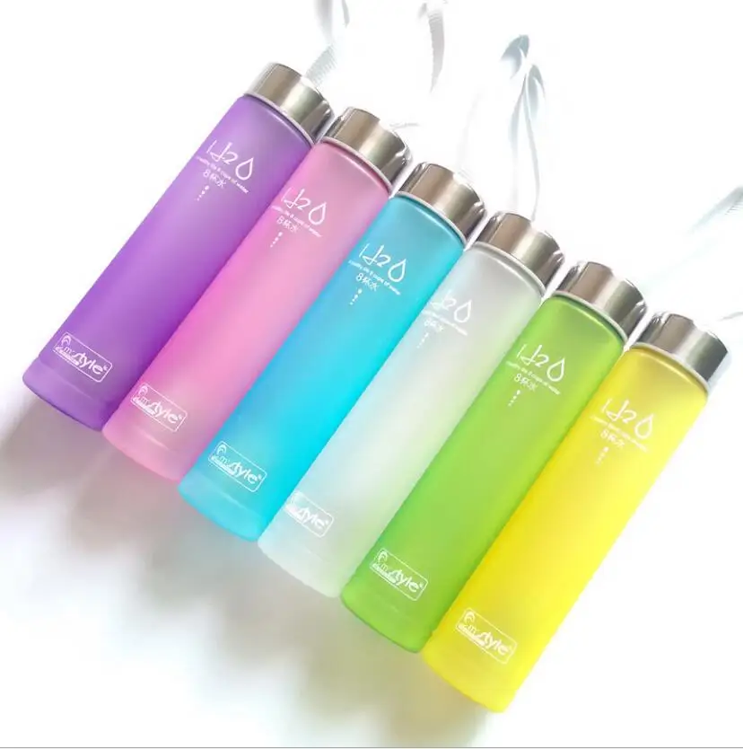 280ml Portable Bike Sports BPA free Water Bottle eco friendly nontoxic Plastic Water Bottle frosted candy color on sale