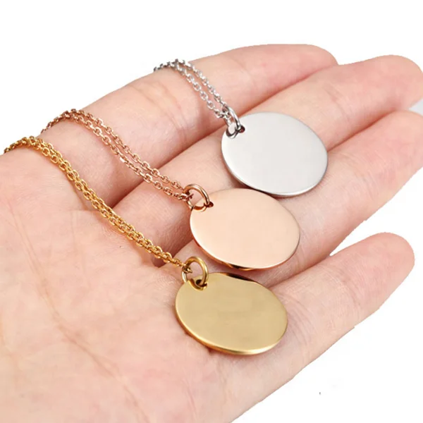 Stainless Steel Jewelry Girls 3 Disc Round Pendant Gold Coin Necklace