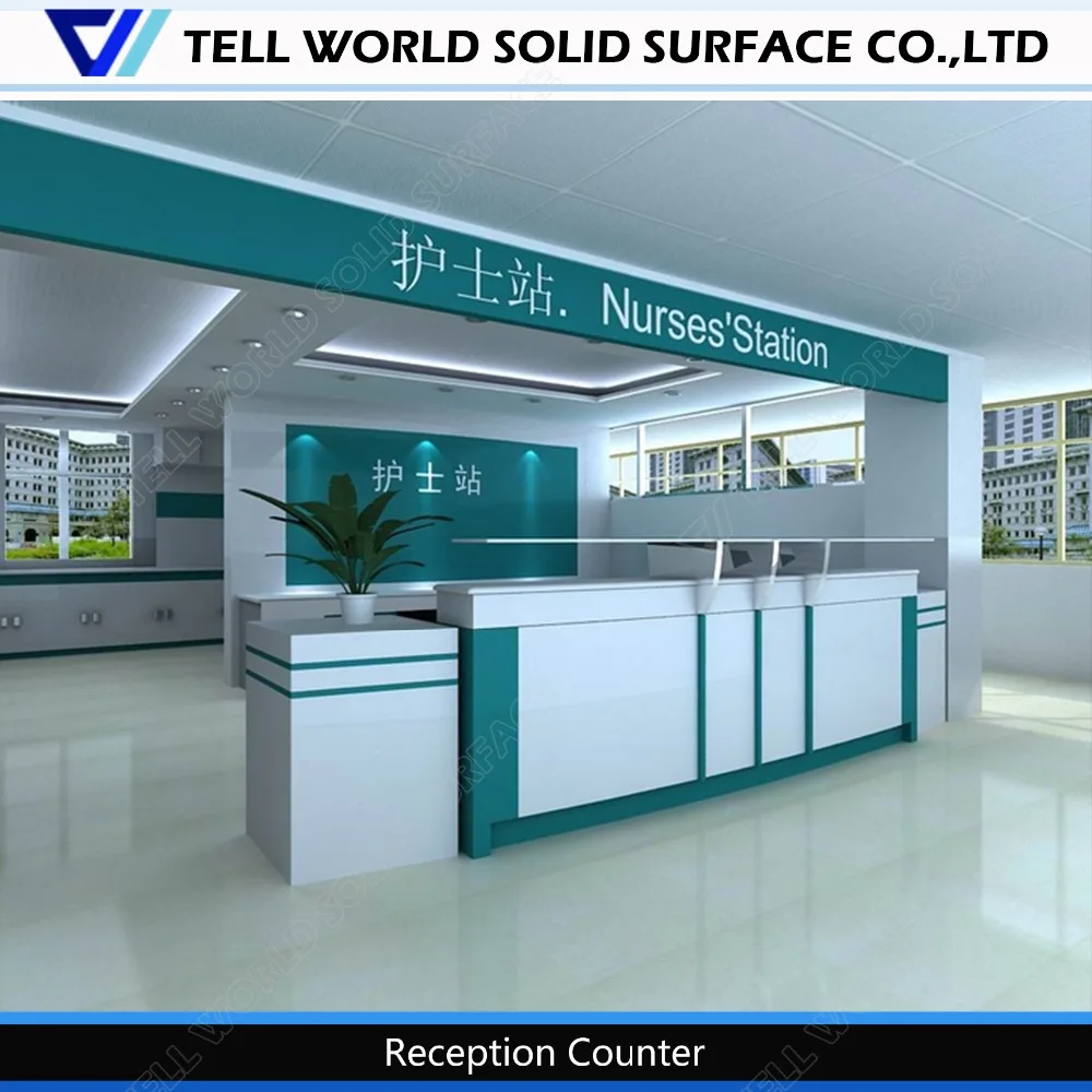Acrylic Solid Surface Prefab Nurse Station Reception Desk  For Hospital or Clinic