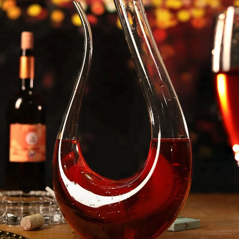 
Bar and Home Cheap Magic U Shape Single Crystal Wine Glass Decanter 