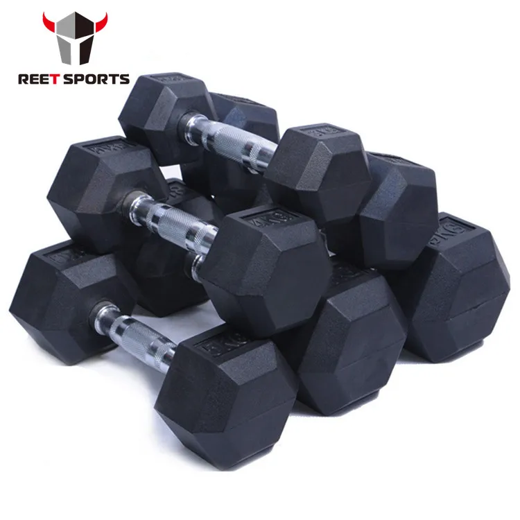 Wholesale high quality commercial rubber coated cast iron dumbbells