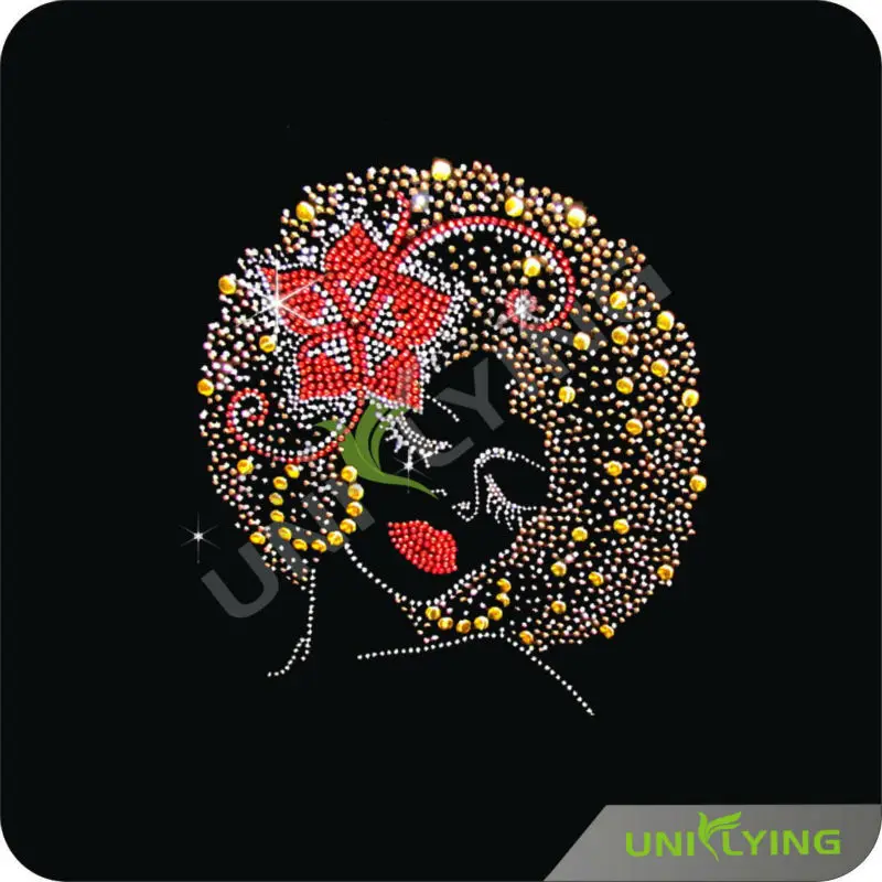 Delta Sigma Theta brand afro girl hotfix rhinestone transfers