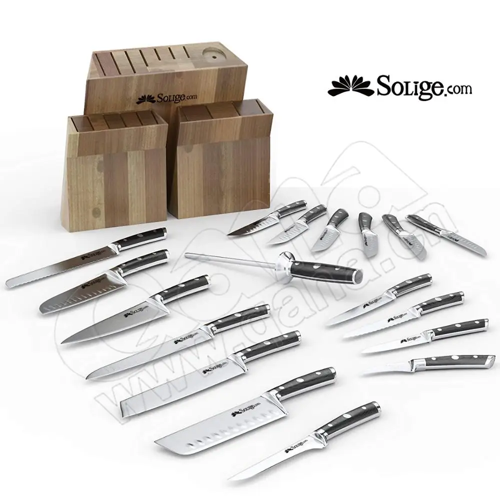 Imported High-carbon German Steel cutlery sets stainless Kitchen knives Tools damascus knife with holder