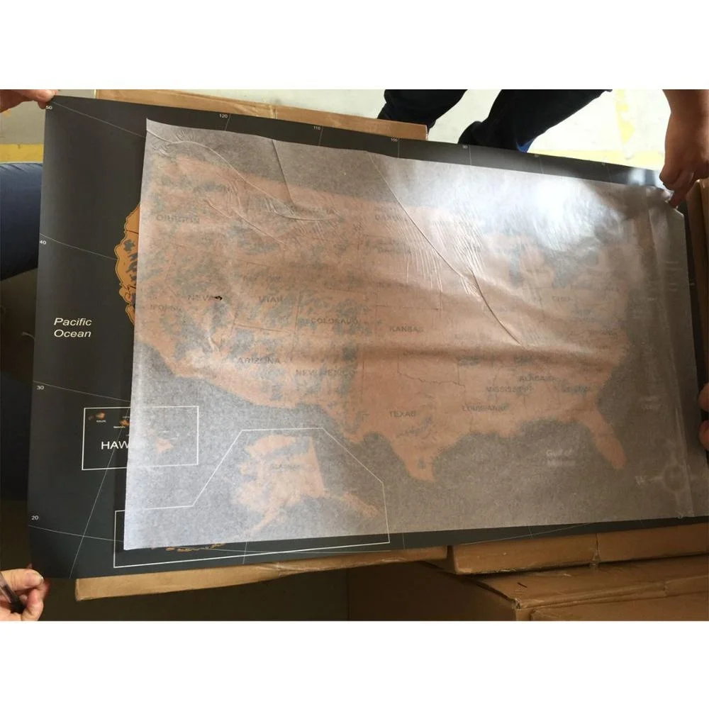 Custom 88X52cm Luxury USA Scratch Off Map with Personalized Logo and Package