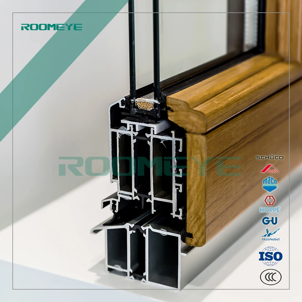 Aluminum wood sliding door with thermal break