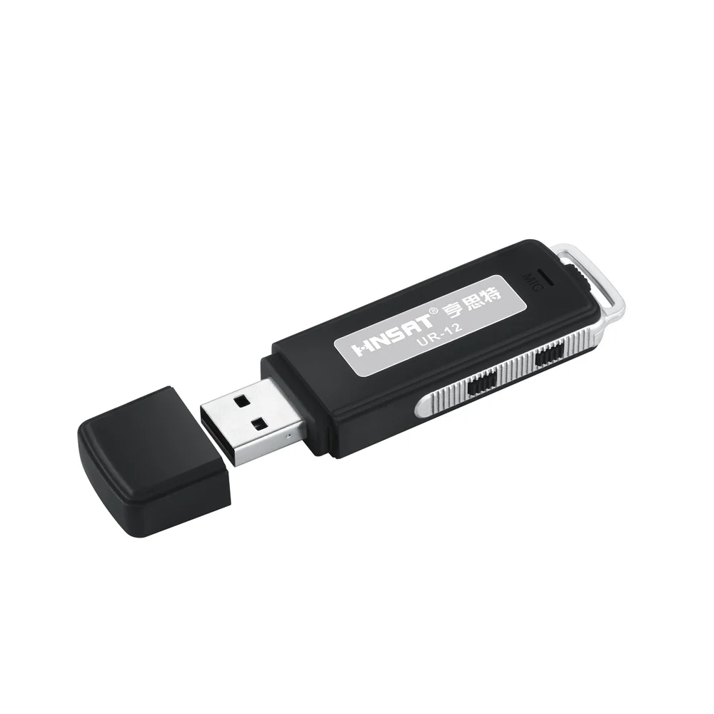 the usb mini pocket  voice recorder with earphone jack used as MP3 player with recording activated